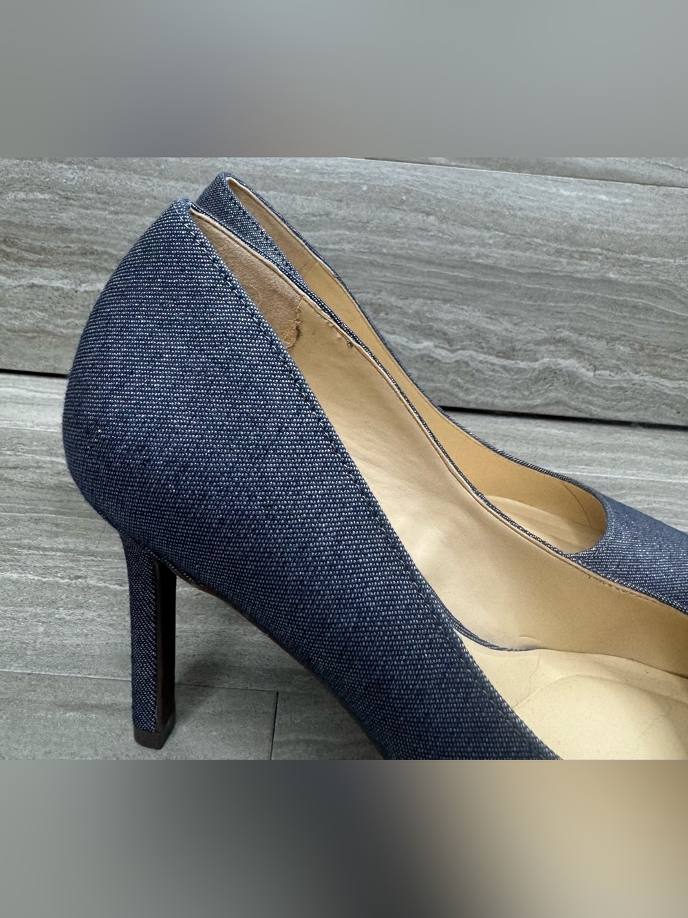 Jessica Simpson Nettles Denim Metallic Pump Heels Womens Size 8 - Picture 2 of 12